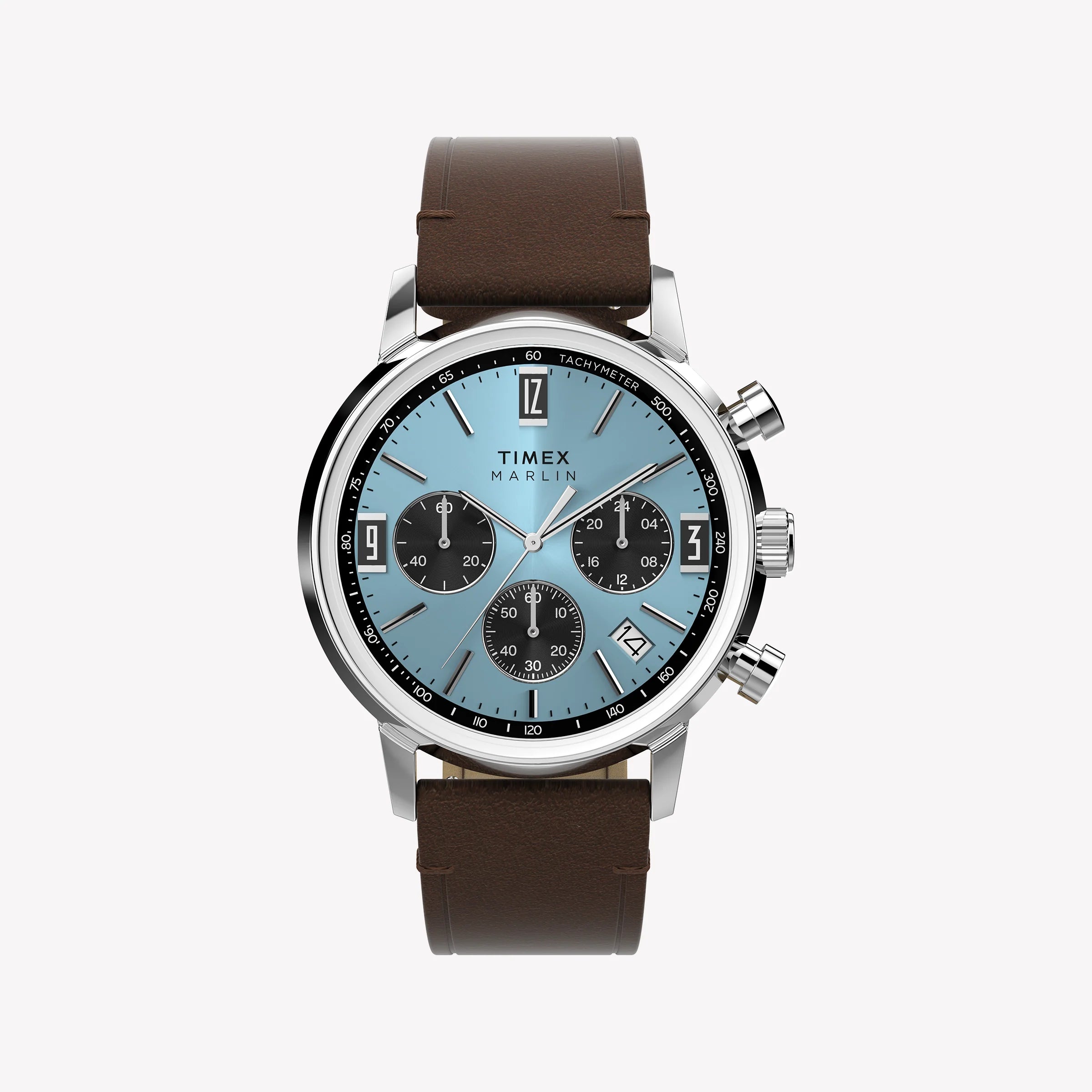 TIMEX Men's Silver-Tone SS, Brown Leather Watch | TW2Y66600-0