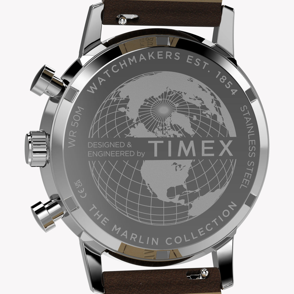 TIMEX Men's Silver-Tone SS, Brown Leather Watch | TW2Y66600-4