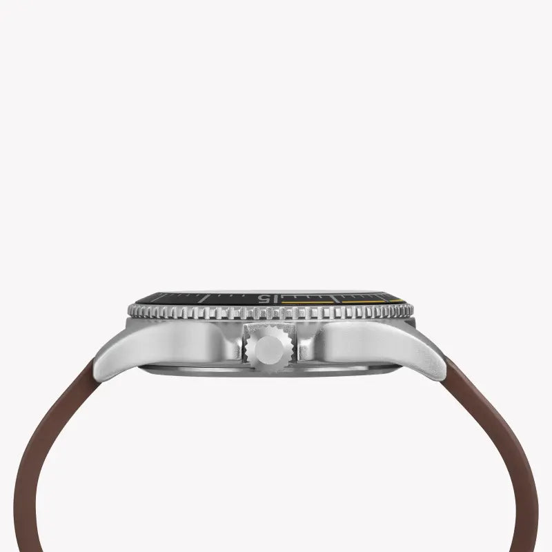 Timex Men's Brown Leather Watch, Gray Dial | Tw4b15100-1