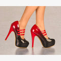LADIES GLOSSY PLATFORM HIGH HEEL BUCKLE STRAPPY EVENING PARTY COURT SHOES