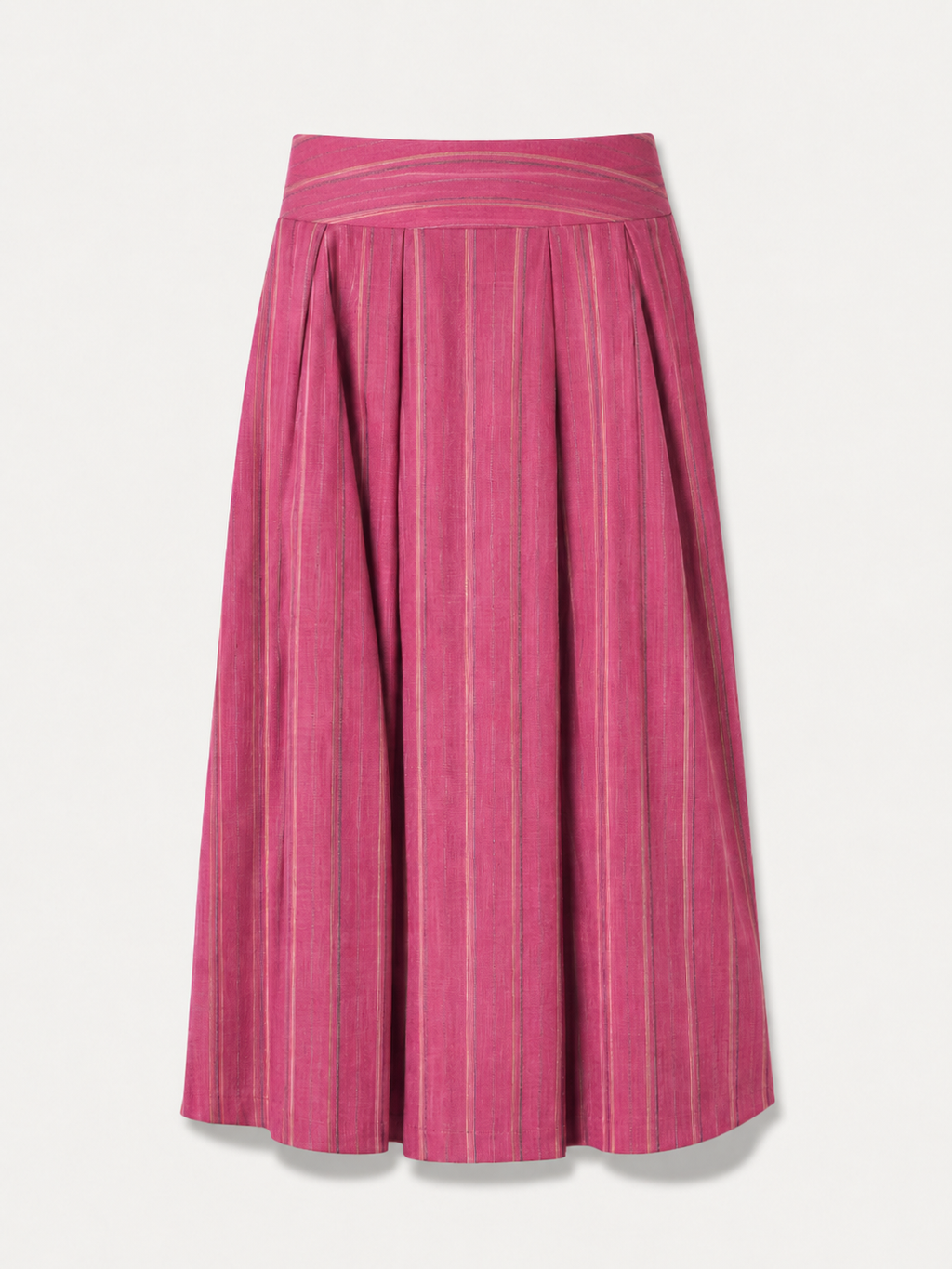 Maxi skirt with pockets Organic Linen Pink stripe – Valery | No More Nobody-0