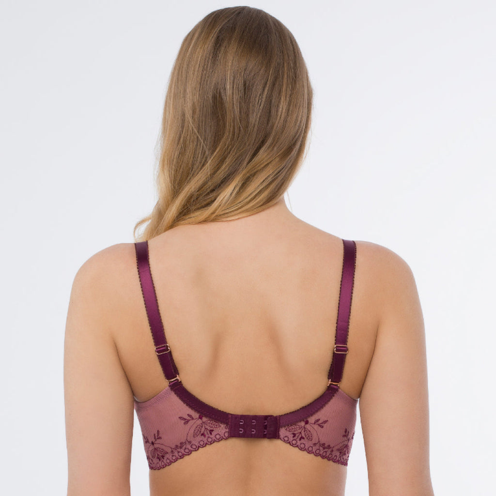 Sheer Mesh Embroidered Balconette Bra Viola-1