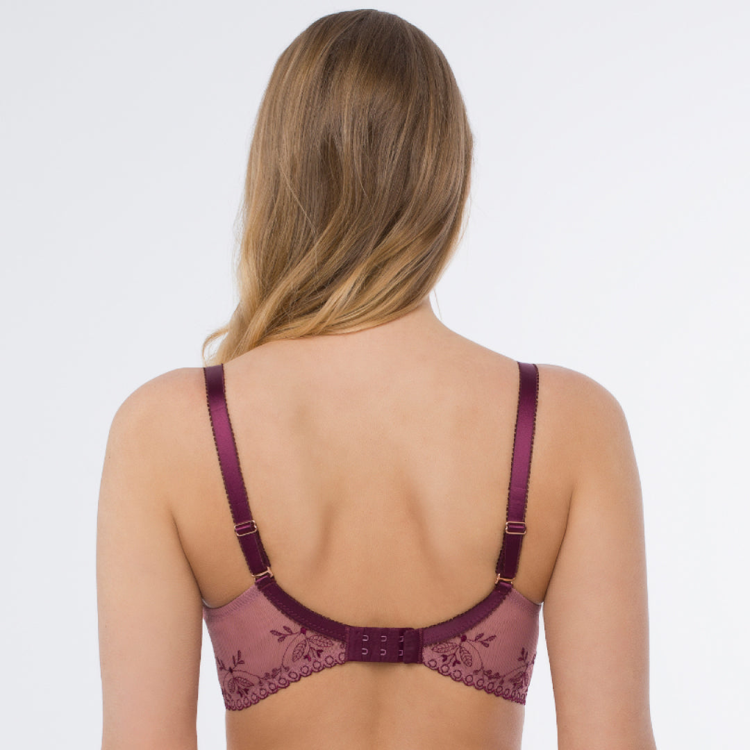Sheer Mesh Embroidered Balconette Bra Viola-1
