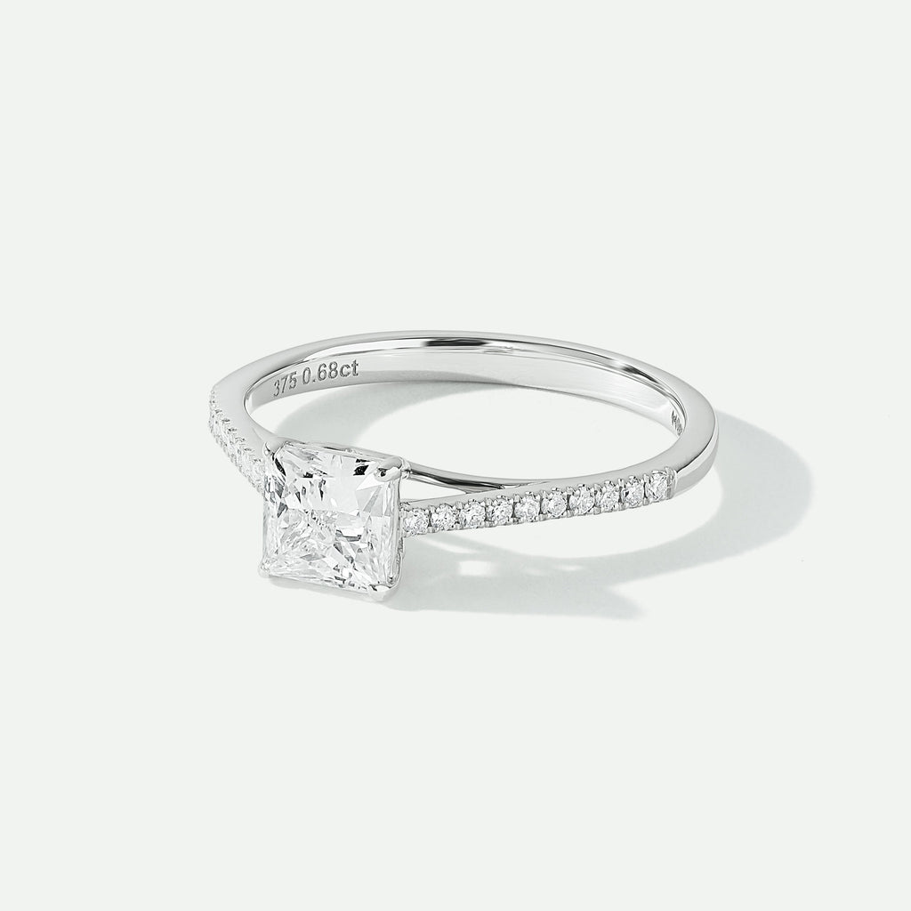 Vivian | 9ct White Gold 0.80ct tw Princess Cut Lab Grown Diamond Engagement Ring