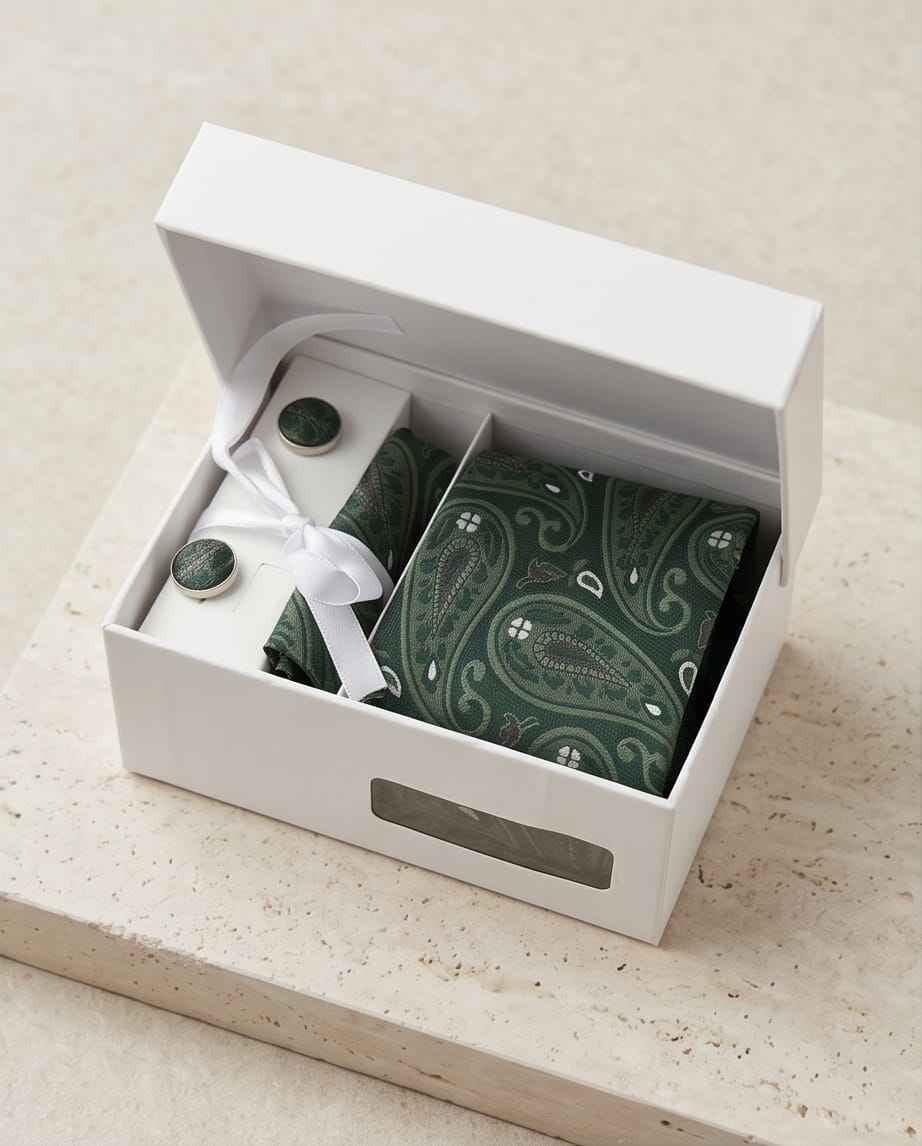 Emerald Paisley Luxury Tie Gift Set-0