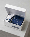 Sophisticated Paisley Ensemble: Navy Blue Tie, Cufflinks & Pocket Square Gift Set-0