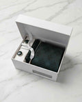 Deep Teal Jacquard Tie Set with Cufflinks & Pocket Square-0