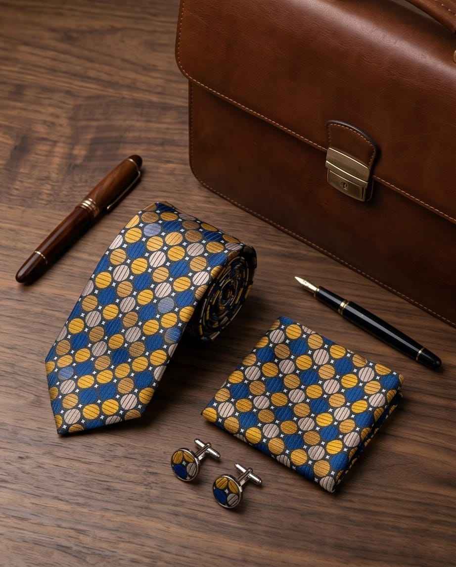 Geometric Circles Tie & Cufflink Set-2