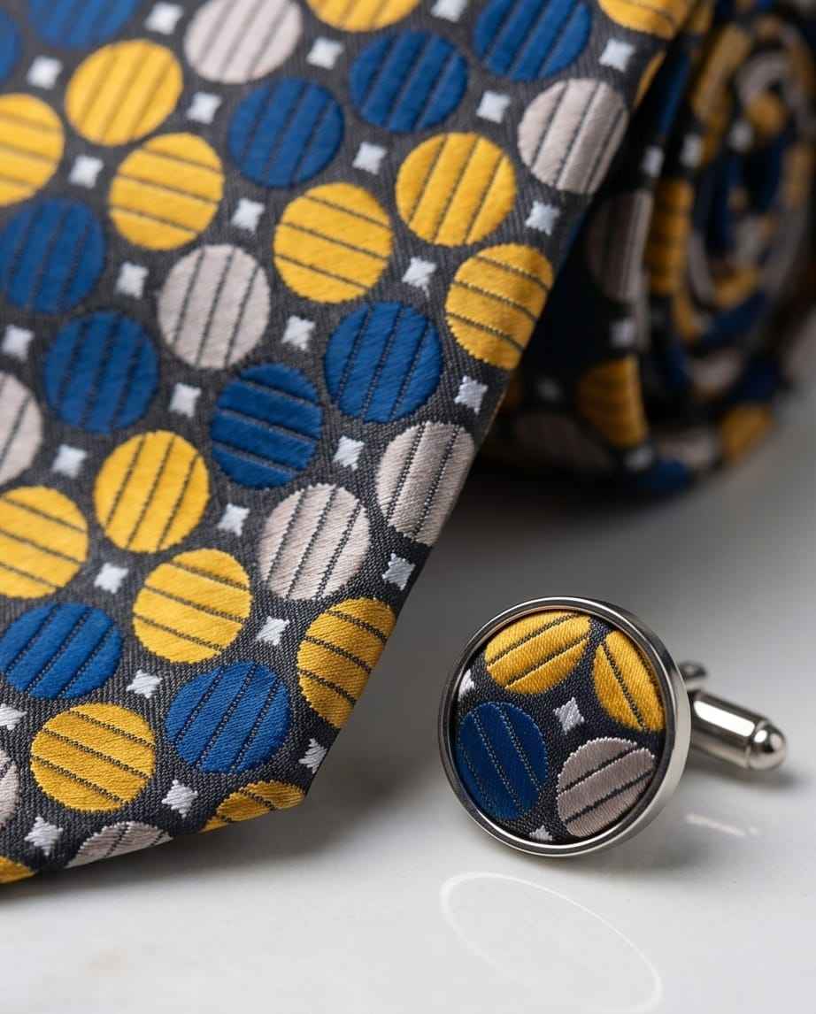 Geometric Circles Tie & Cufflink Set-1