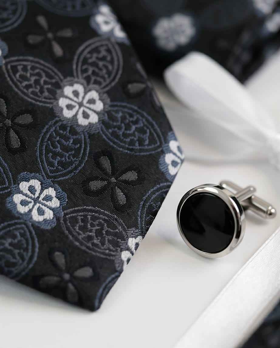 The "Midnight Bloom" Tie & Cufflink Set-1