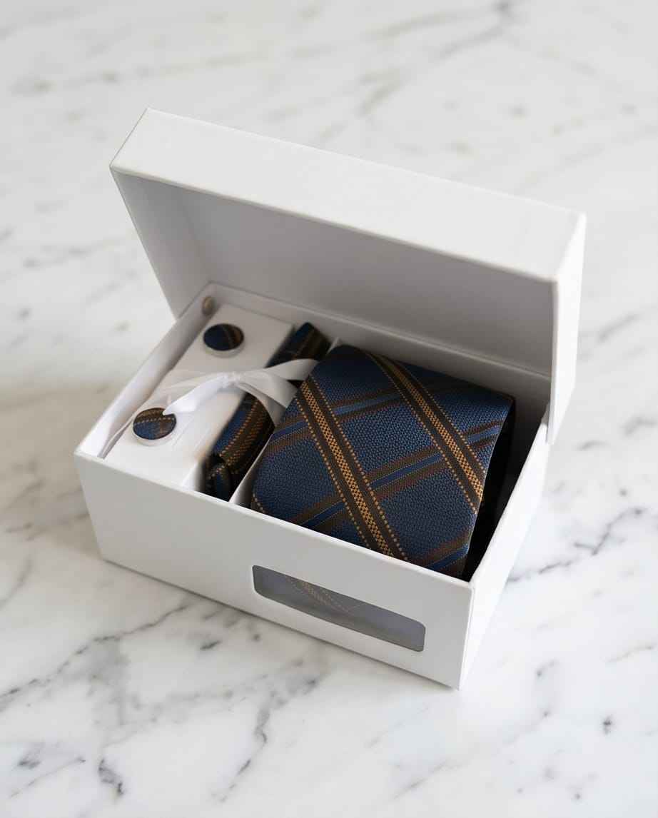 The "Regal Plaid" Tie & Cufflink Set-0