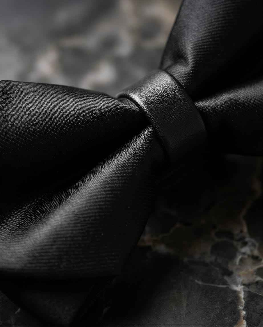 Black Satin Pre-Tied Bow Tie with Adjustable Band-3
