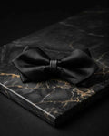 Black Satin Pre-Tied Bow Tie with Adjustable Band-0