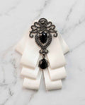 Ivory Elegance Bow Tie with Onyx-Style Gem-0