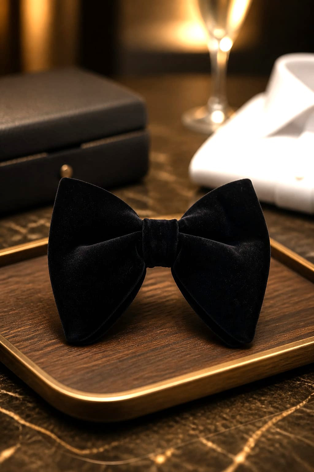 Classic Black Velvet Tuxedo Bow Tie-0
