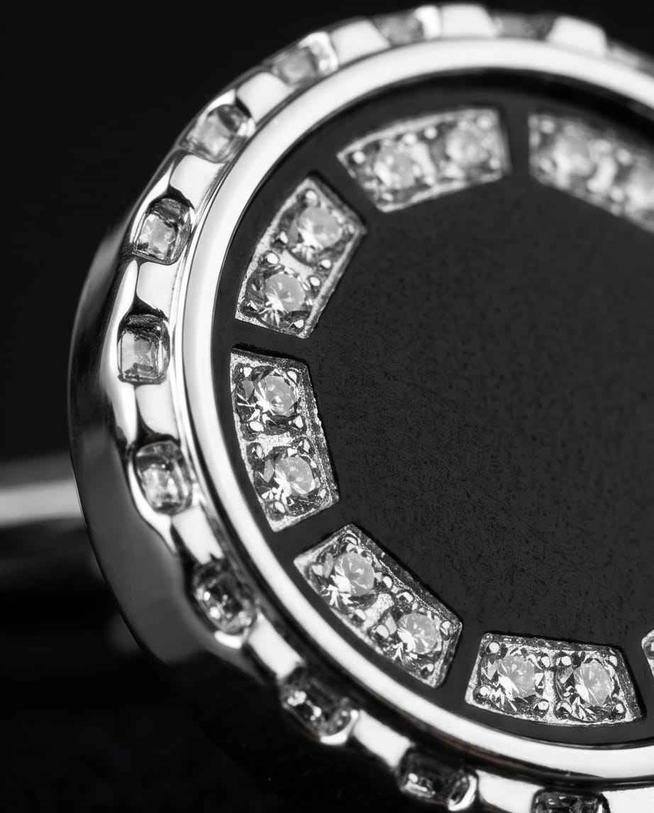 Luxe Black Dial & Crystal Embellished Cufflinks-2
