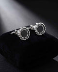 Luxe Black Dial & Crystal Embellished Cufflinks-0