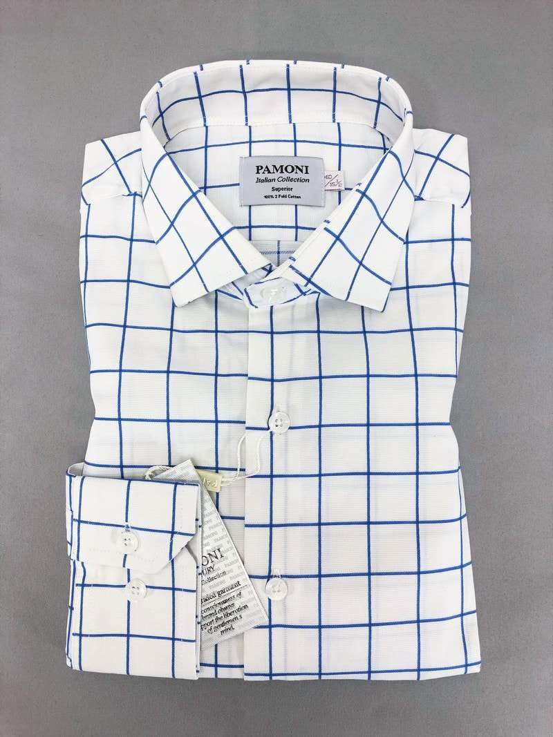 White Blue Check Slim Fit Shirt-0