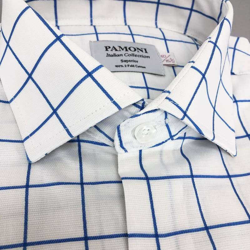 White Blue Check Slim Fit Shirt-1