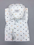 White Navy/orange Symbol Print Slim Fit Shirt-0