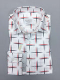 White Navy/red Cross Design Slim Fit Shirt-0