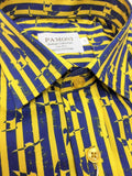 Yellow Stripe Print Design Short Sleeves Shirt-0