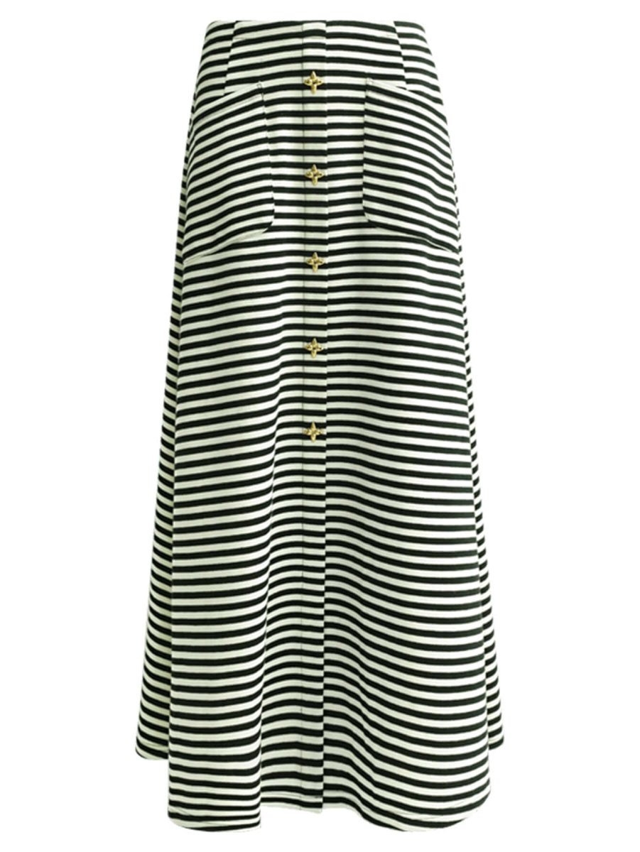 A Line Maxi Striped Skirt-3