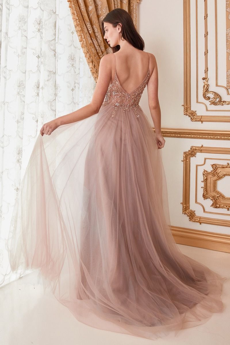 Ophelia Bead Strap Tulle Gown-1