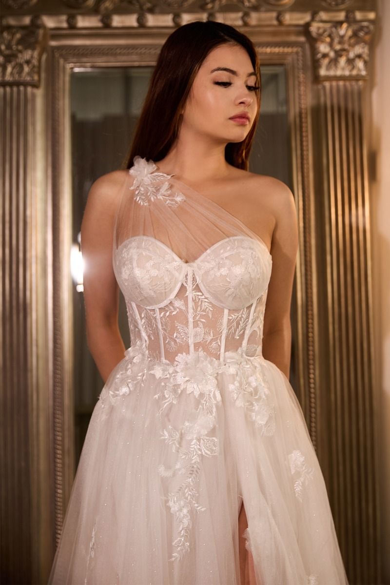 One Shoulder A-Line Bridal Gown-2