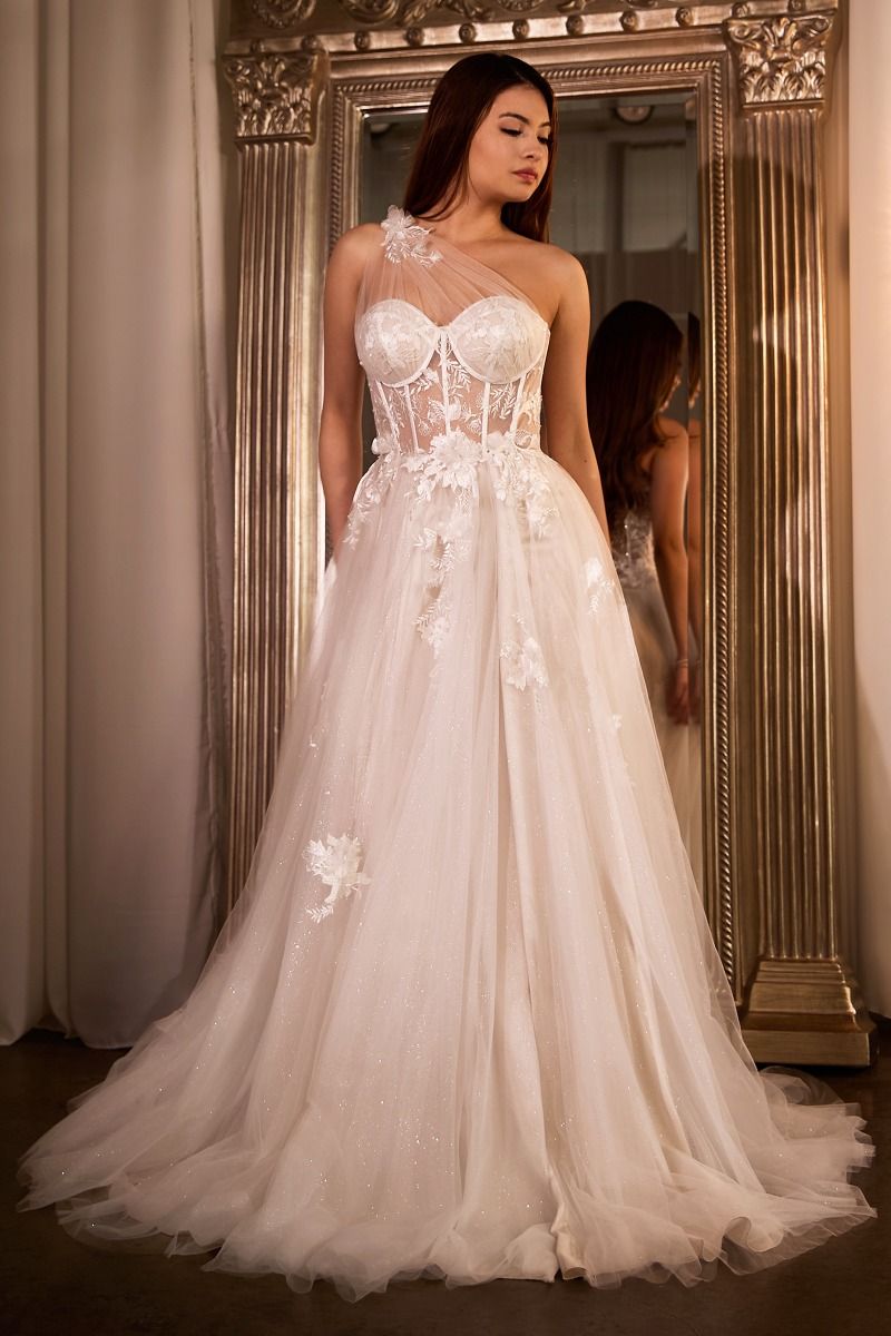 One Shoulder A-Line Bridal Gown-4