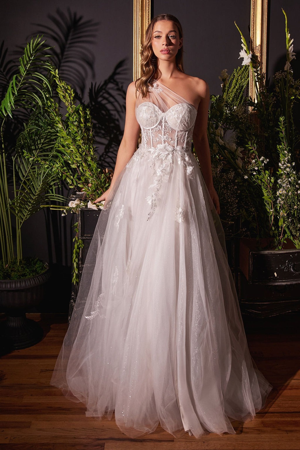 One Shoulder A-Line Bridal Gown-1
