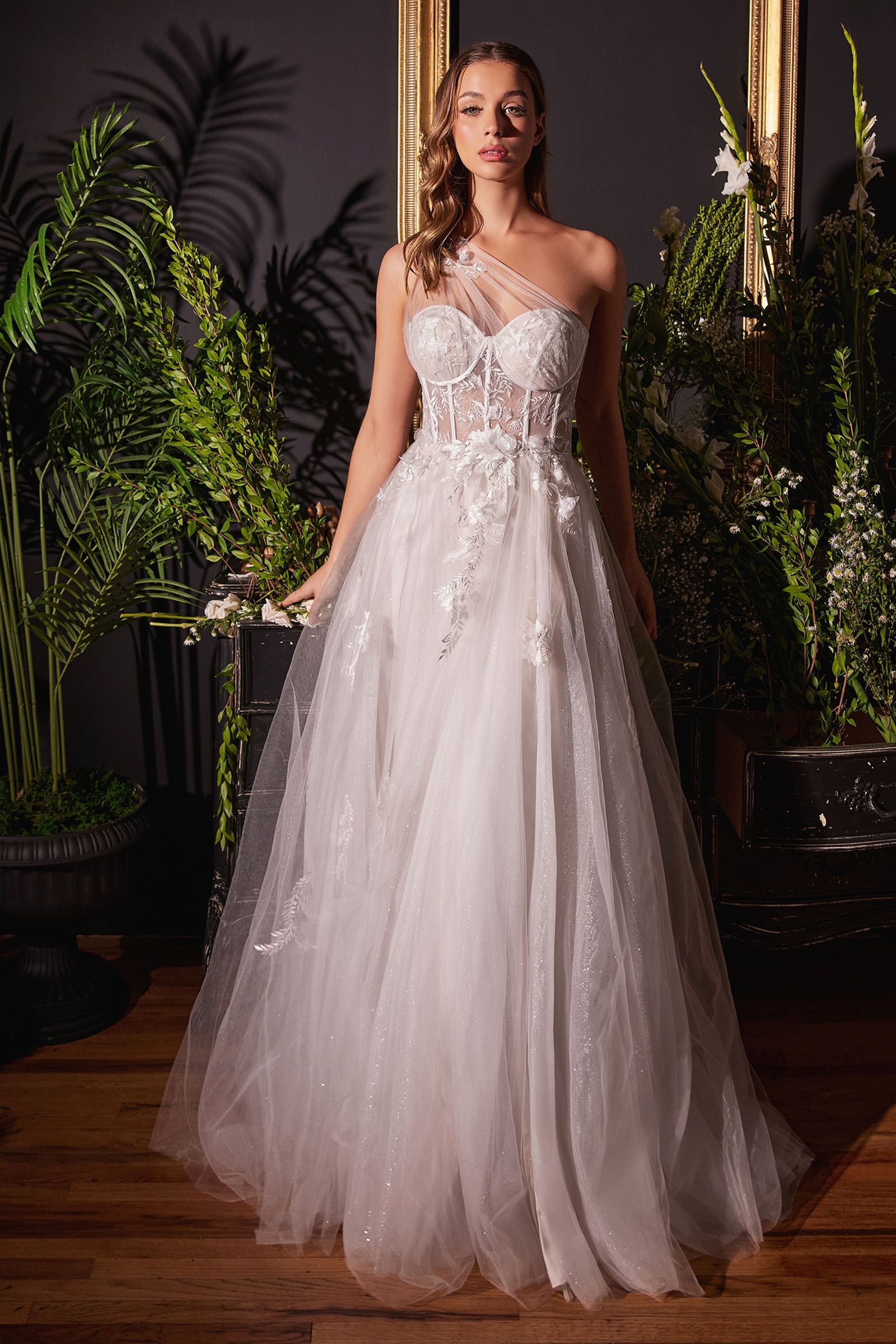 One Shoulder A-Line Bridal Gown-1