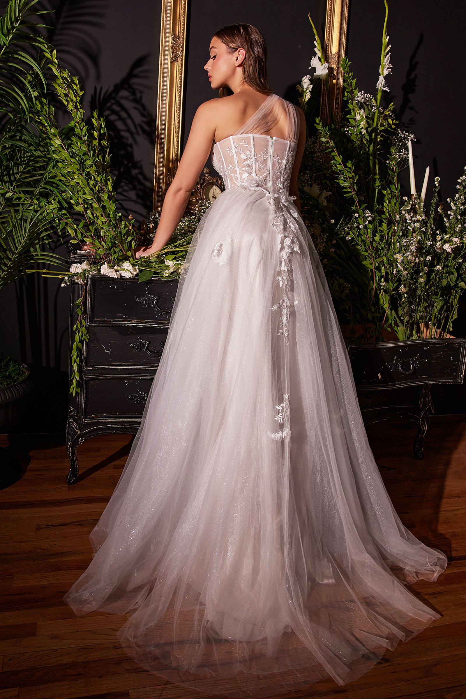 One Shoulder A-Line Bridal Gown-2