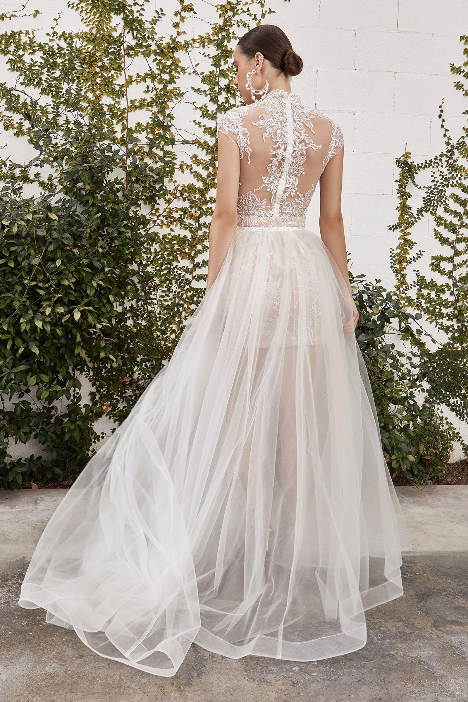 Evangeline Two-Way Lace Bridal Gown with Detachable Tulle Overskirt-4