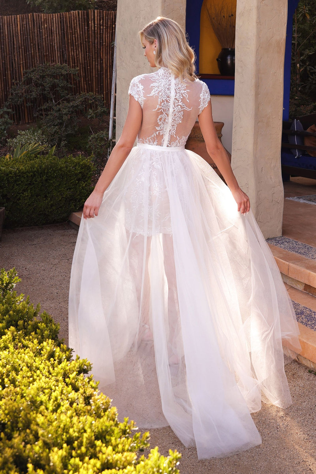 Evangeline Two-Way Lace Bridal Gown with Detachable Tulle Overskirt-3