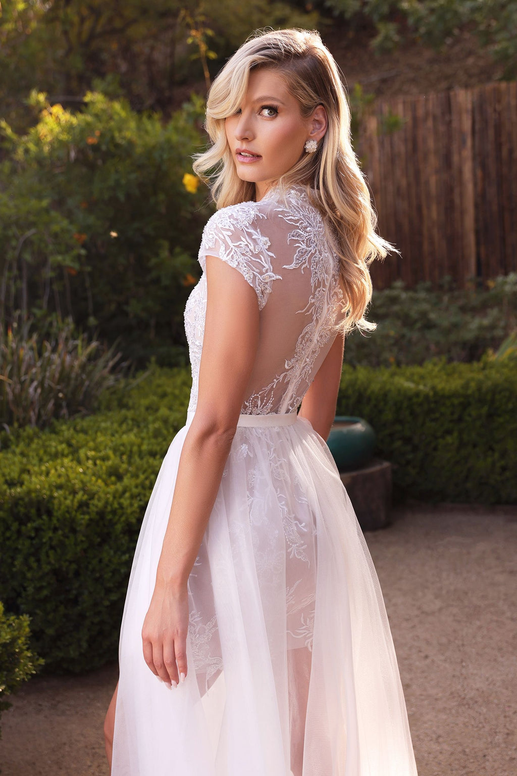 Evangeline Two-Way Lace Bridal Gown with Detachable Tulle Overskirt-2