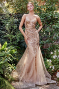 Fitted Mermaid Gown With Beaded Lace Applique-5