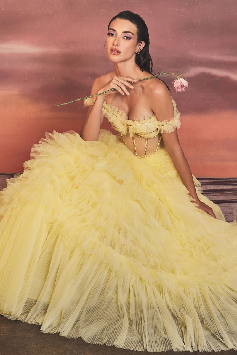 Rhinestone Corset Ruffle Gown-2