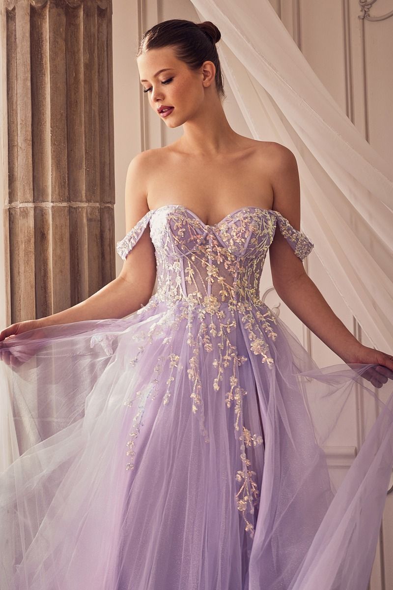Off The Shoulder A-Line Layered Gown-2