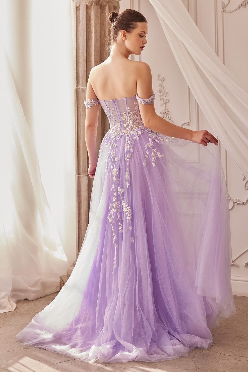 Off The Shoulder A-Line Layered Gown-1