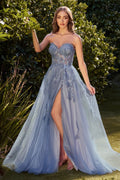 Strapless Blue Ball Gown-3