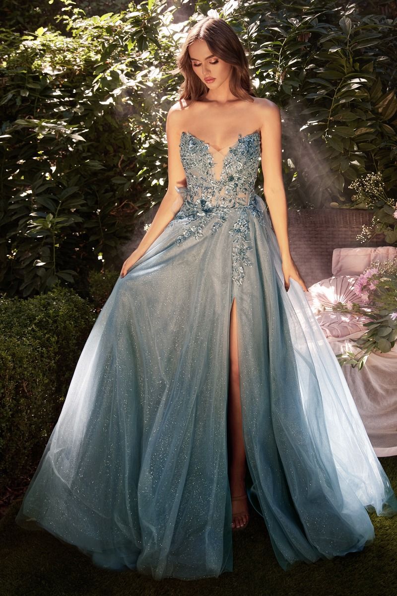 Strapless A-Line Layered Tulle Gown-2