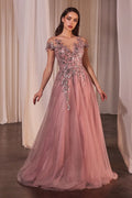 A-Line Cap Sleeve Ball Gown-4