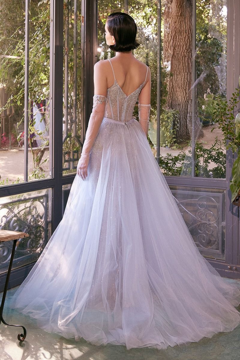 Beaded Light Blue Gown & Removable Tulle Overskirt-4