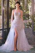 Beaded Light Blue Gown & Removable Tulle Overskirt-4