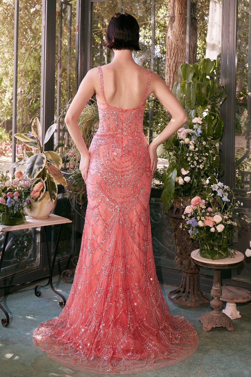 Fitted Beaded Evening Gown-1