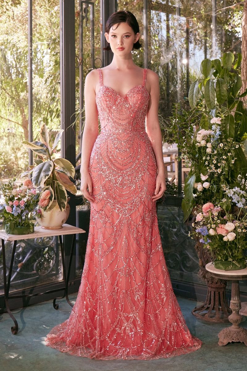 Fitted Beaded Evening Gown-3