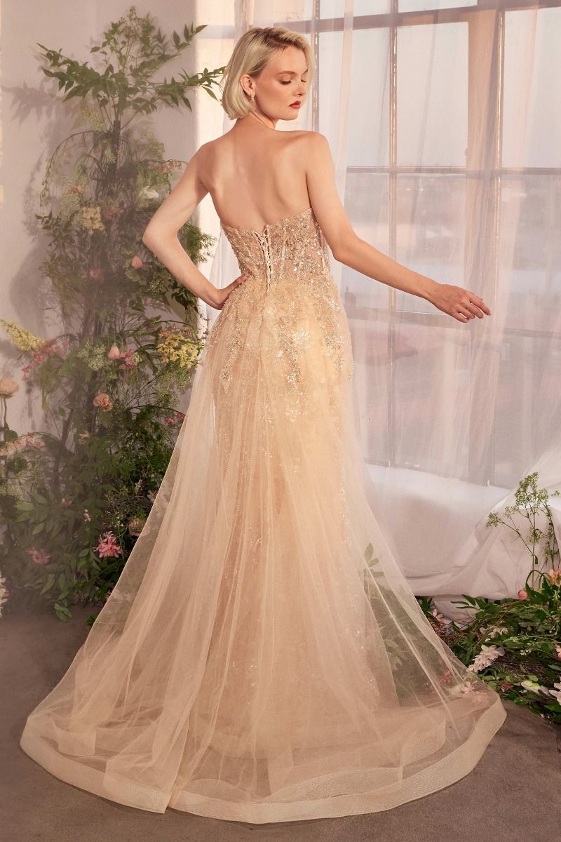 Strapless Overskirt Glimming Gown-0