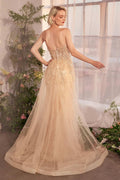 Strapless Overskirt Glimming Gown-0