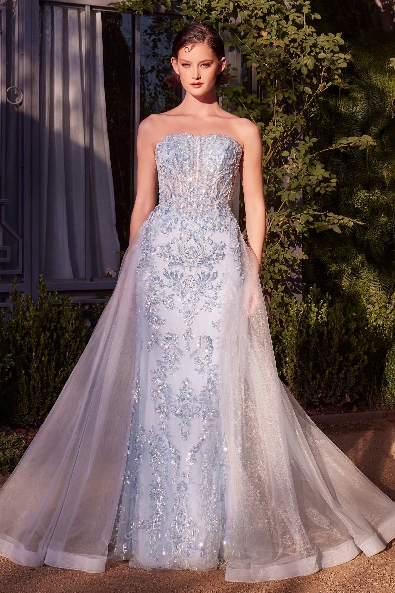 Strapless Overskirt Glimming Gown-2